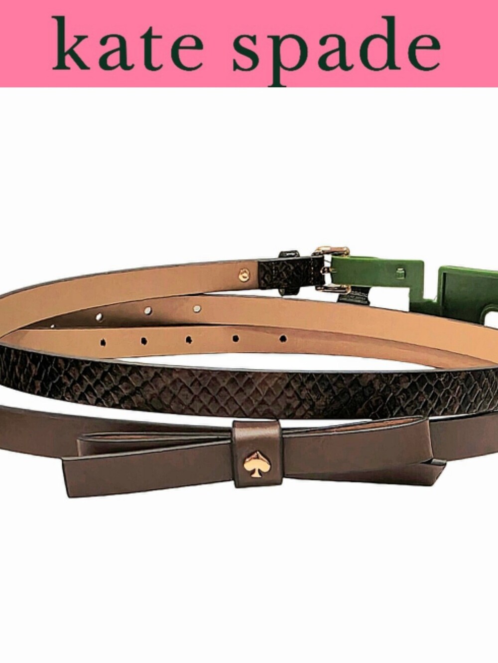 Kate Spade New York 2-PK Bow & Textured Snakeskin Slim Belts